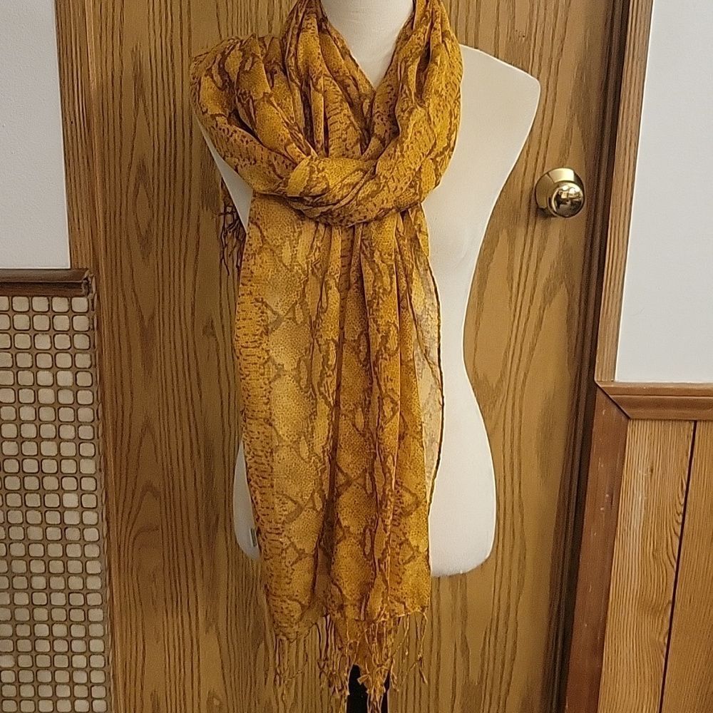 Gold & Brown Print Scarf